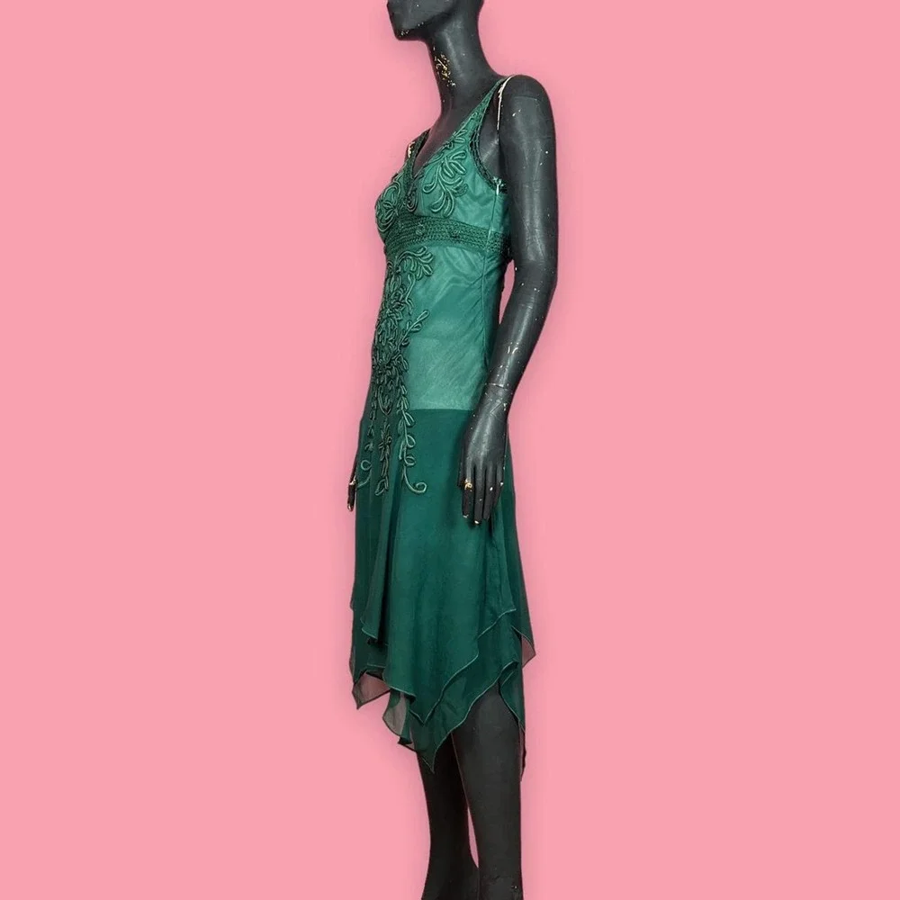 Vintage Green Silk Sue Wong Dress - Picture 3 of 4